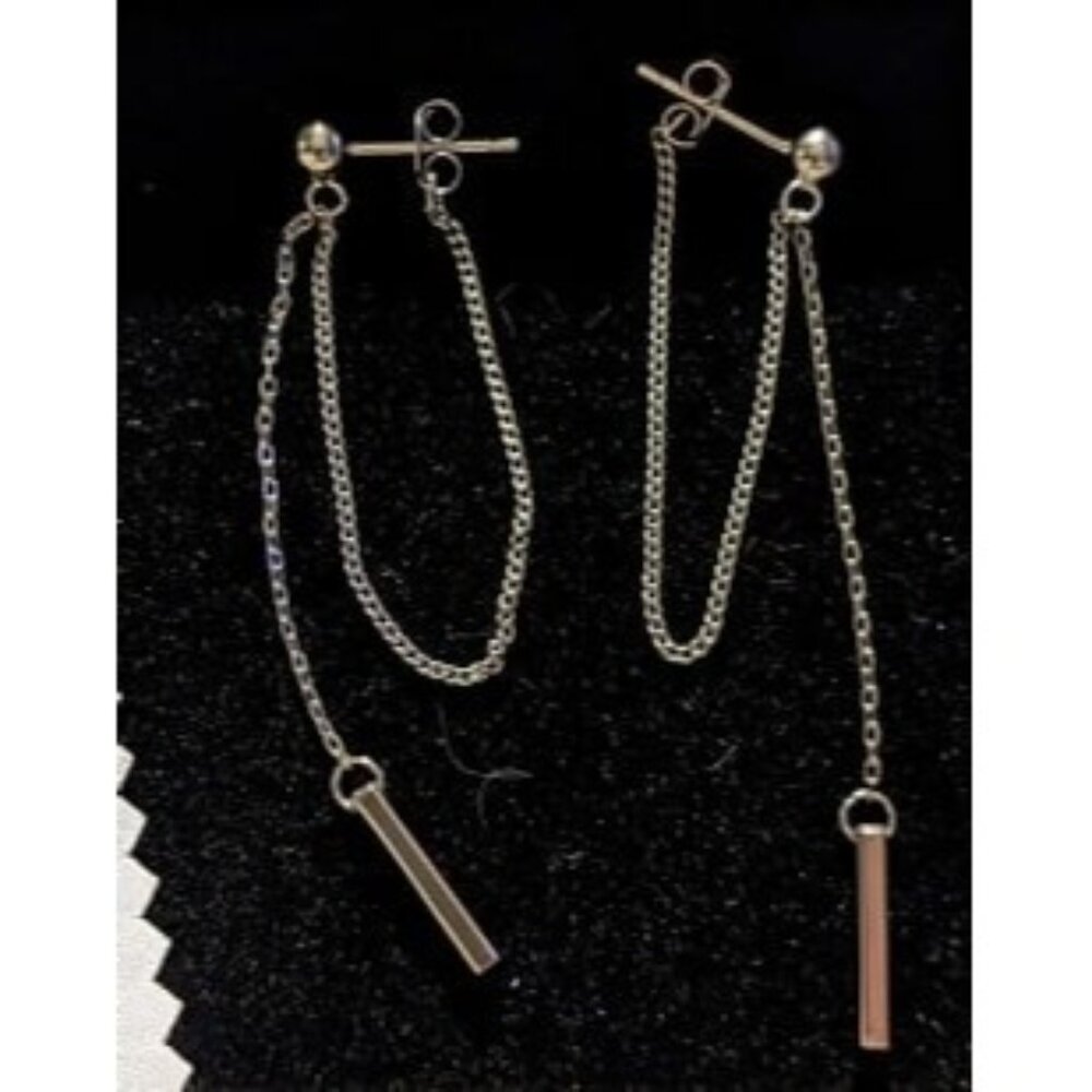 New Chain Earrings for Women 18K Gold Plated Bar Drop Dangle Earrings Lon